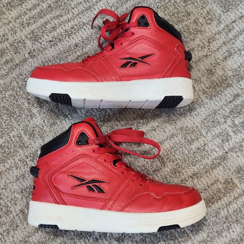 Reebok boys basketball mid-top red sneakers shoes size 1 youth - Picture 5 of 10